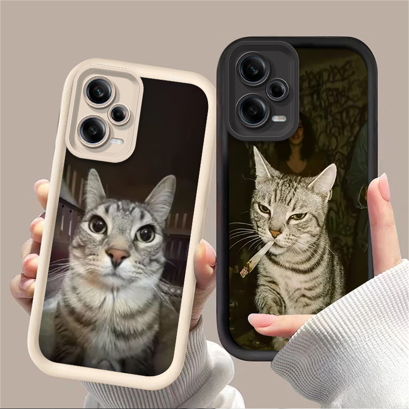Xiaomi Redmi Note 14 - جراب هاتف عصري بتصميم قطة تدخن